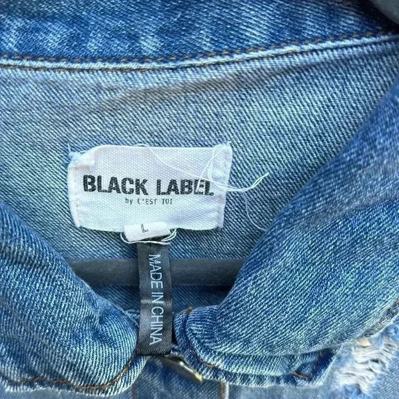 Hand-Painted Colorful Graphic Upcycled Jean Jacket-Black Label-Large - Picture 6 of 6